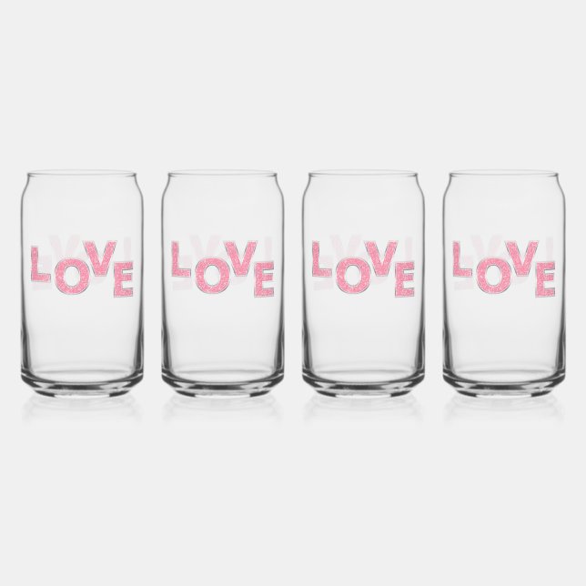 Verre Canette Love Parties scintillant rose (Recto)