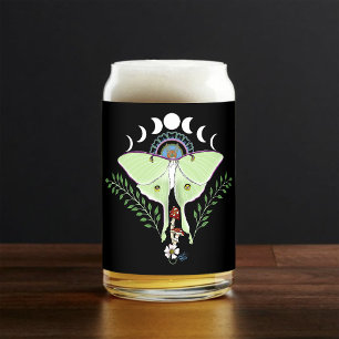 Verre Canette Lune Papillon Céleste Éthérée Verte Mystique