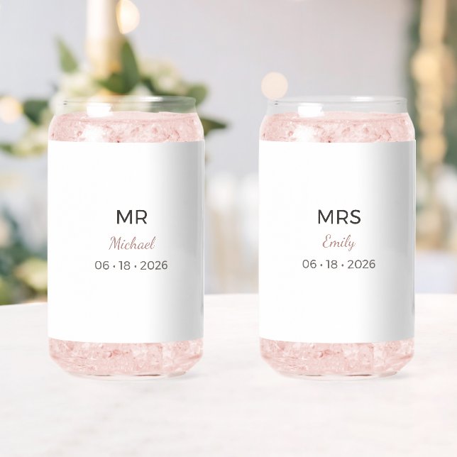 Verre Canette Lunettes de mariage M. Mme | Ensemble de toast rom (Insitu (Mariage))