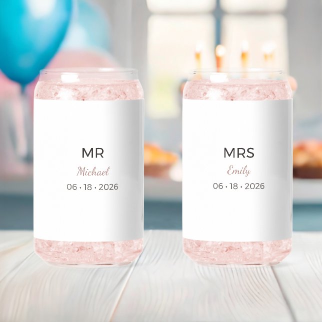Verre Canette Lunettes de mariage Mr Mme | Ensemble de toast rom (Insitu (Baby Shower))