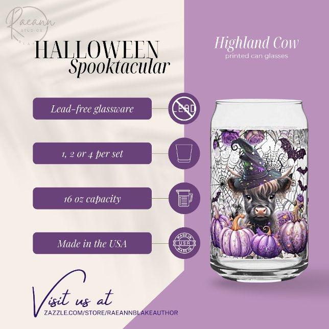 Verre Canette Lunettes de vaches peintes Highland (Créateur téléchargé)