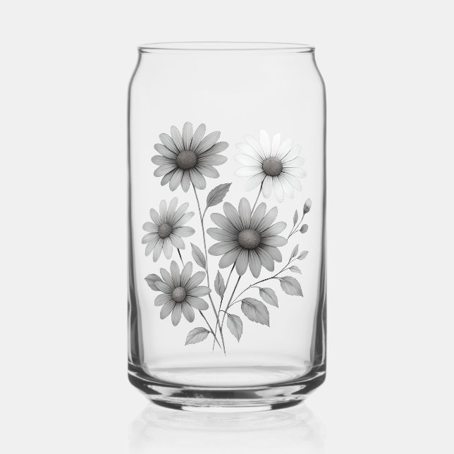 Verre Canette Lunettes d'eau, vaisselle, design marguerite (Recto)
