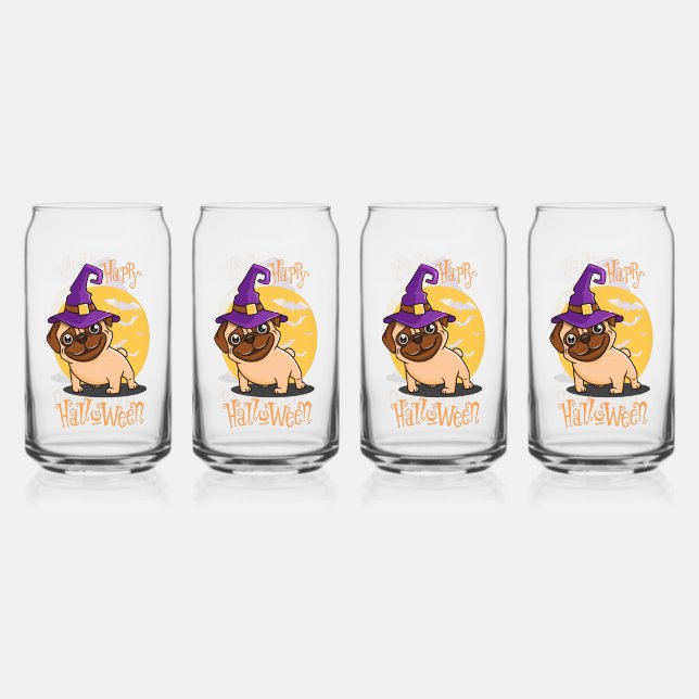Verre Canette Lunettes Halloween Puggy (Recto)