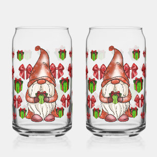 Verre Canette Lutins de Noël tenant un cadeau   Festif