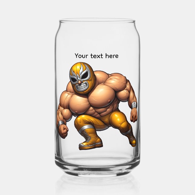 Verre Canette lutteur jaune modifiable  (Recto)