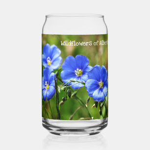 Verre Canette Magnifiques fleurs sauvages bleues sur fond d'herb