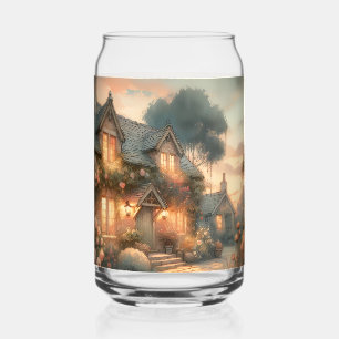 Verre Canette Maison de conte de fées au coucher du soleil avec