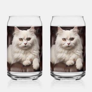 Verre Canette Majestic white cat