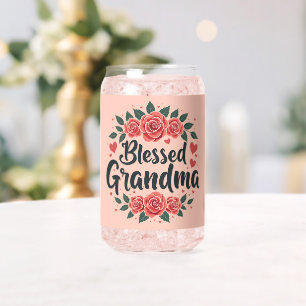 Verre Canette Maman bénie Floral Typographie Vintage Roses