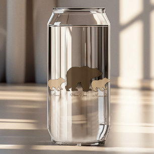 Verre Canette Maman Ours Personnalisée Avec 2 Noms d'Enfants Cad