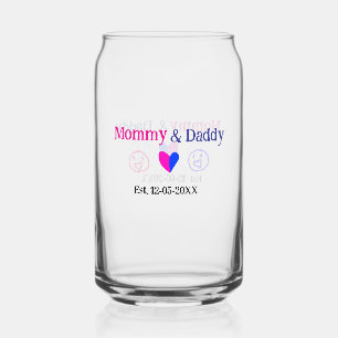 Verre Canette Maman & Papa nouveaux parents ajouter nom date coe