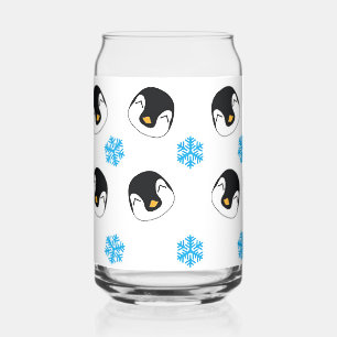 Verre Canette Manchots et flocons de neige