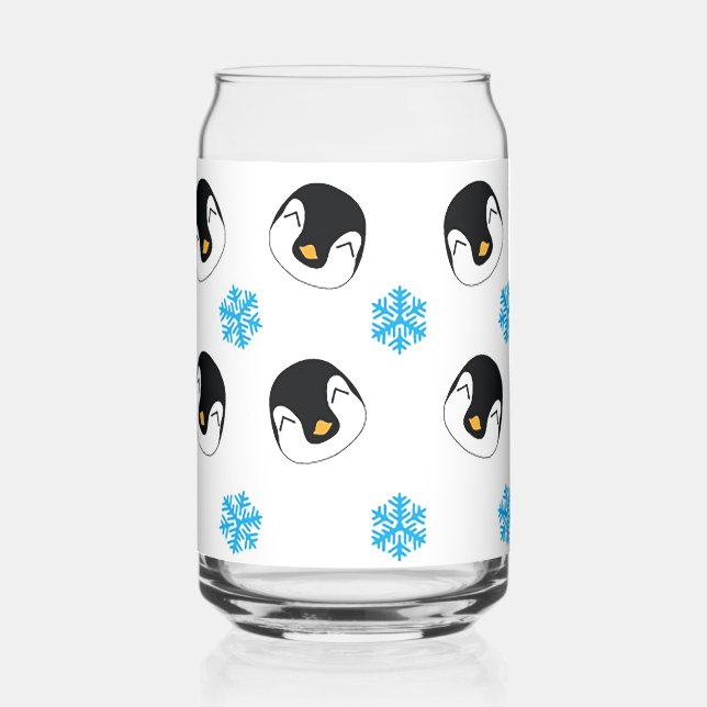 Verre Canette Manchots et flocons de neige (Recto)