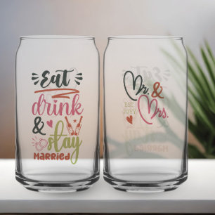 Verre Canette Manger Boire et Rester Mariés M. et Mme Anniversai