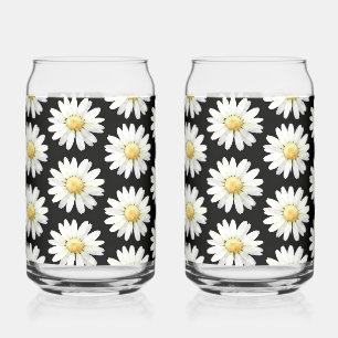 Verre Canette Marguerites à points jaunes