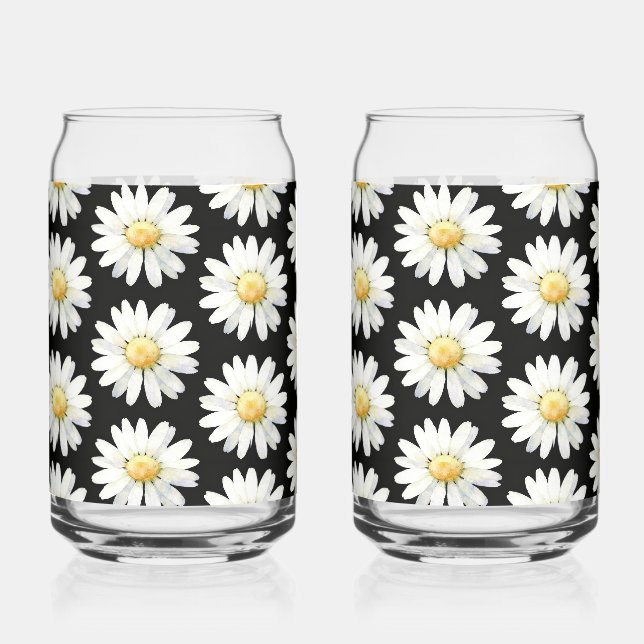 Verre Canette Marguerites à points jaunes (Recto)