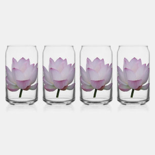 Verre Canette Mariage à fleurs de lotus rose doux