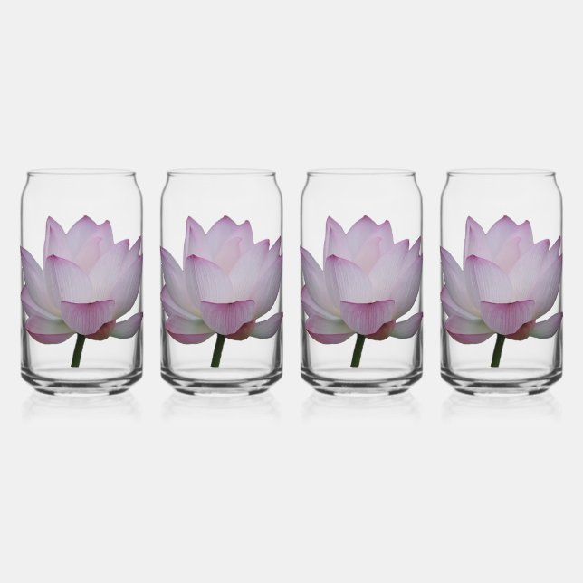 Verre Canette Mariage à fleurs de lotus rose doux (Recto)