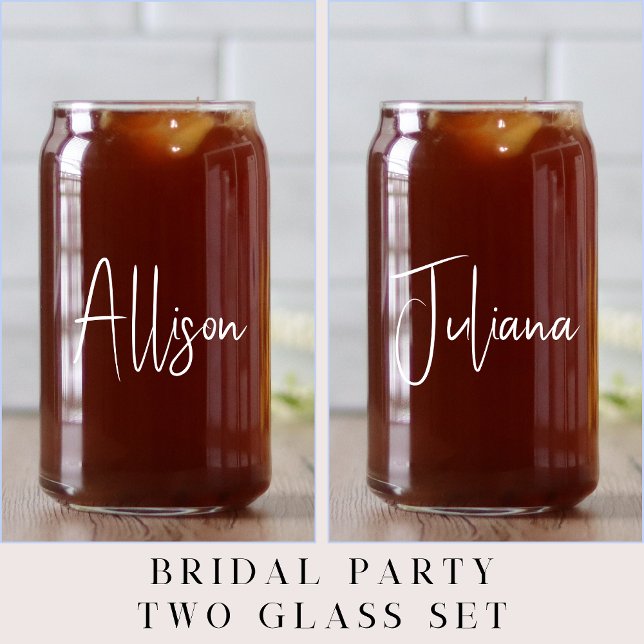 Verre Canette Mariage chic de soirée Bachelorette à script blanc (Créateur téléchargé)