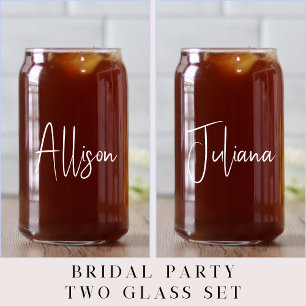 Verre Canette Mariage chic de soirée Bachelorette à script blanc