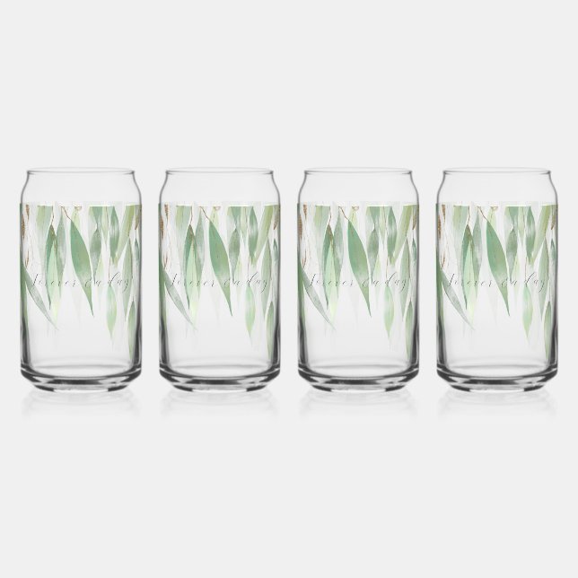 Verre Canette Mariage de Parties scintillant Glitzy Eucalyptus o (Recto)