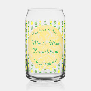 Verre Canette Mariage d'été tropical Ananas et Palm Feuille