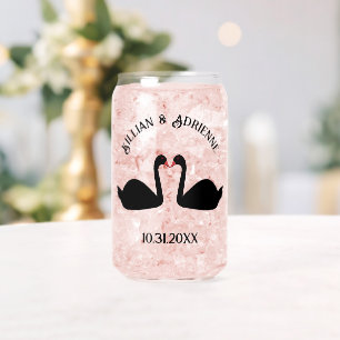Verre Canette Mariage gothique Baiser Black Swans Personnalisé