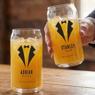 Verre Canette Mariage Minimaliste Meilleur Témoin Nom Noir