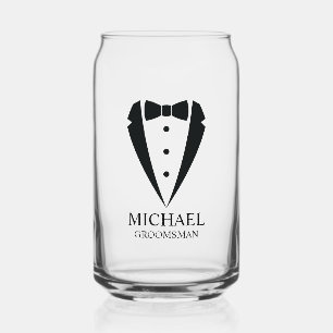 Verre Canette Mariage noir Tuxedo Suit Groomsmen personnalisé