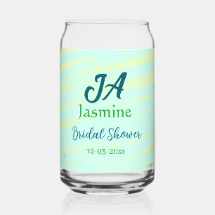 Verre Canette Mariage pastel aquarelle bleu vert nom da