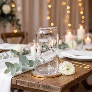 Verre Canette Mariage personnalisé minimaliste noir blanc peut 