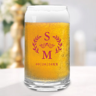 Verre Canette Mariage personnalisé Monogramme couronne Crest Mag