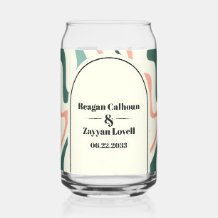 Verre Canette Mariage Rétro Vert Menthe et Rose Tourbillon Arqué