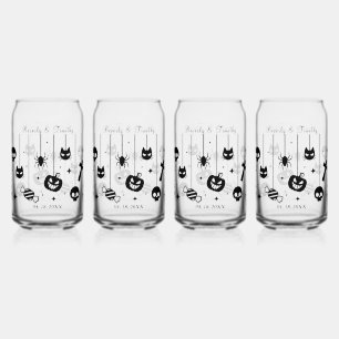 Verre Canette Mariage Spooky Texte Noir Personnalisé