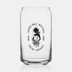 Verre Canette Mariage texte personnalisable avec Silhouette Fleu