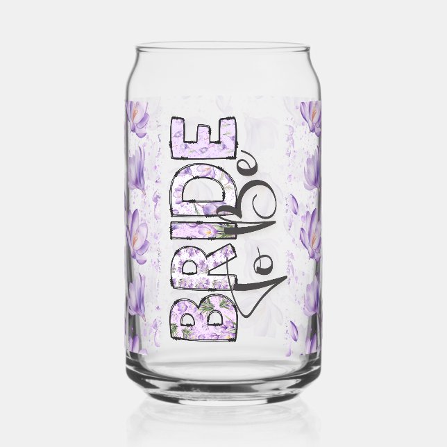 Verre Canette Mariée Fleurs Violettes (Gauche)