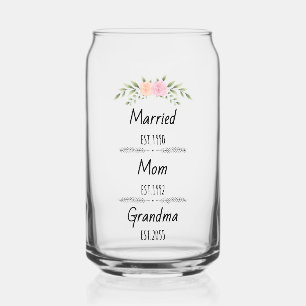 Verre Canette Mariée, Maman, & Grand-mère – Famille Florale Pers
