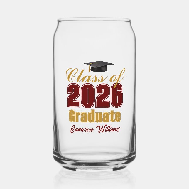 Verre Canette Maroon Gold Class of 2026 Graduation Party (Recto)