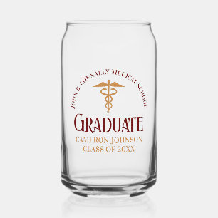 Verre Canette Maroon Gold Médicale School Graduation Party