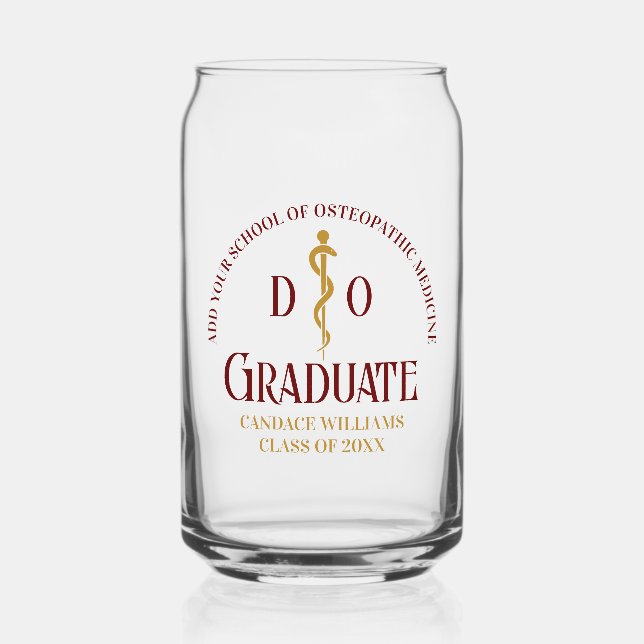 Verre Canette Maroon Osteopathic Médicale School Graduation (Recto)