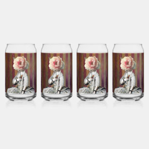 Verre Canette Masque de pivoine rose Intrigue Florale