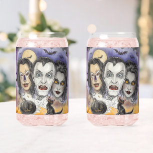Verre Canette Masques Rieurs Sombres, Chat Noir Observe 