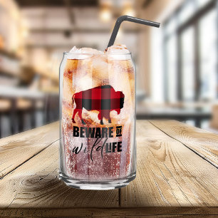 Verre Canette Méfiez-vous du bison sauvage Plaid ID669