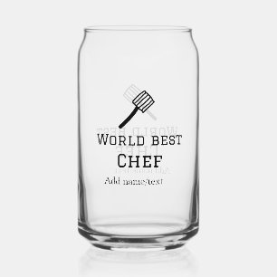Verre Canette Meilleur chef du monde ajouter nom texte cuisine m