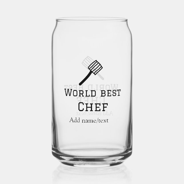Verre Canette Meilleur chef du monde ajouter nom texte cuisine m (Recto)