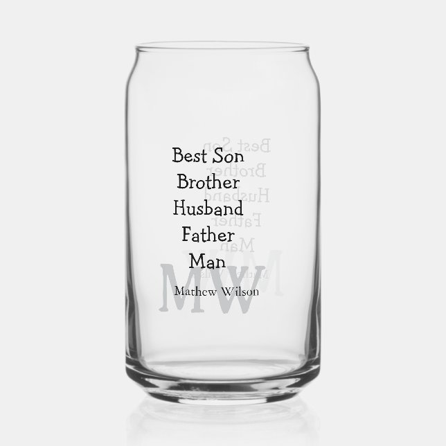 Verre Canette Meilleur homme fils mari papa cite ajouter un nom  (Recto)