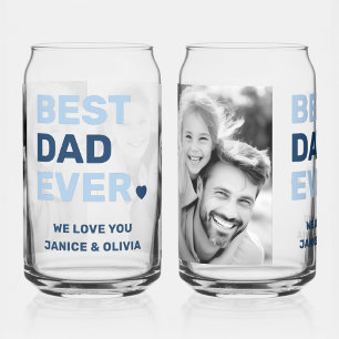 Verre Canette Meilleur papa jamais coeur bleu fête des pères pho