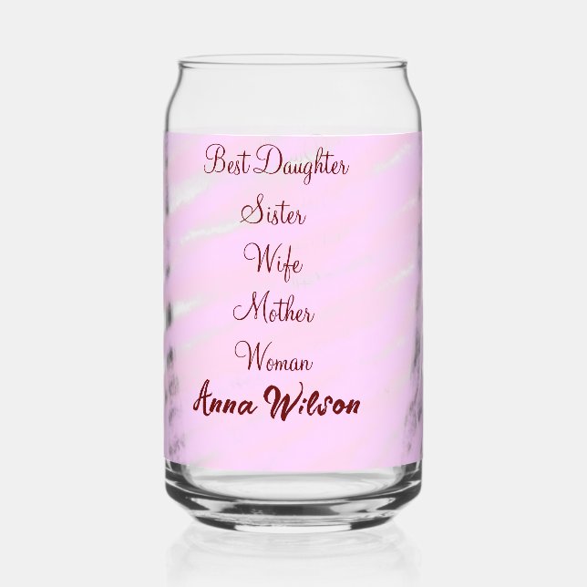 Verre Canette Meilleure femme mère épouse fille ajouter nom text (Recto)