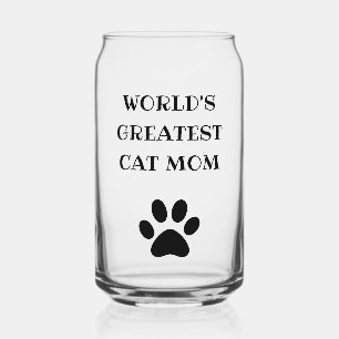 Verre Canette Meilleure Maman de Chat du Monde Texte Personnalis