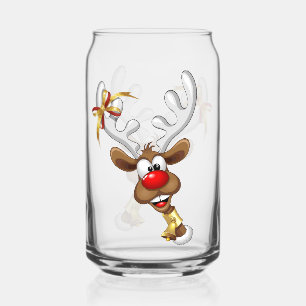 Verre Canette Mème de Noël drôle de renne qui regarde par-dessus